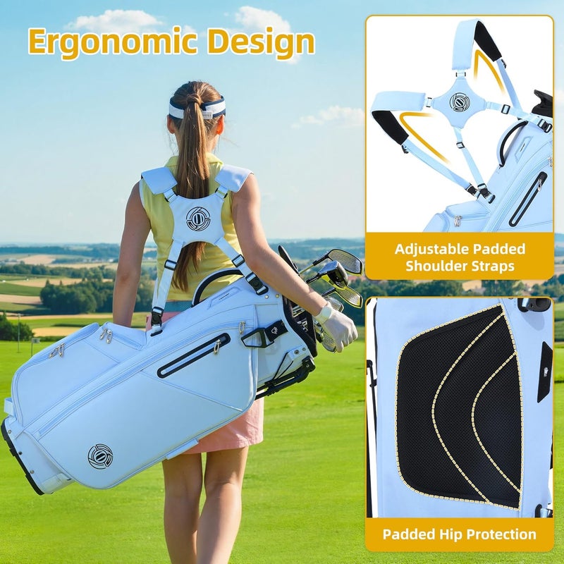Shopsource Golf Stand Bag 14 Way, Lightweight Golf Bags for Men Women with Stand, Padded Ergonomic Double Strap, Full Length Dividers, Multiple Pockets, Rain Hood - Image 4